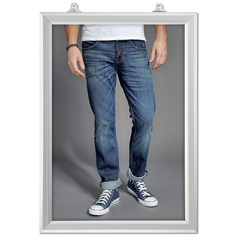 Sølv Dobbeltsidet A4 Slide-in Ramme til Loftophæng