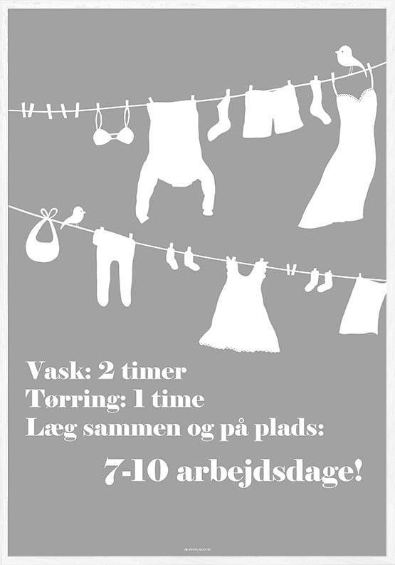 Grå Vaskeguide Plakat – Praktisk Hjemmeindretning