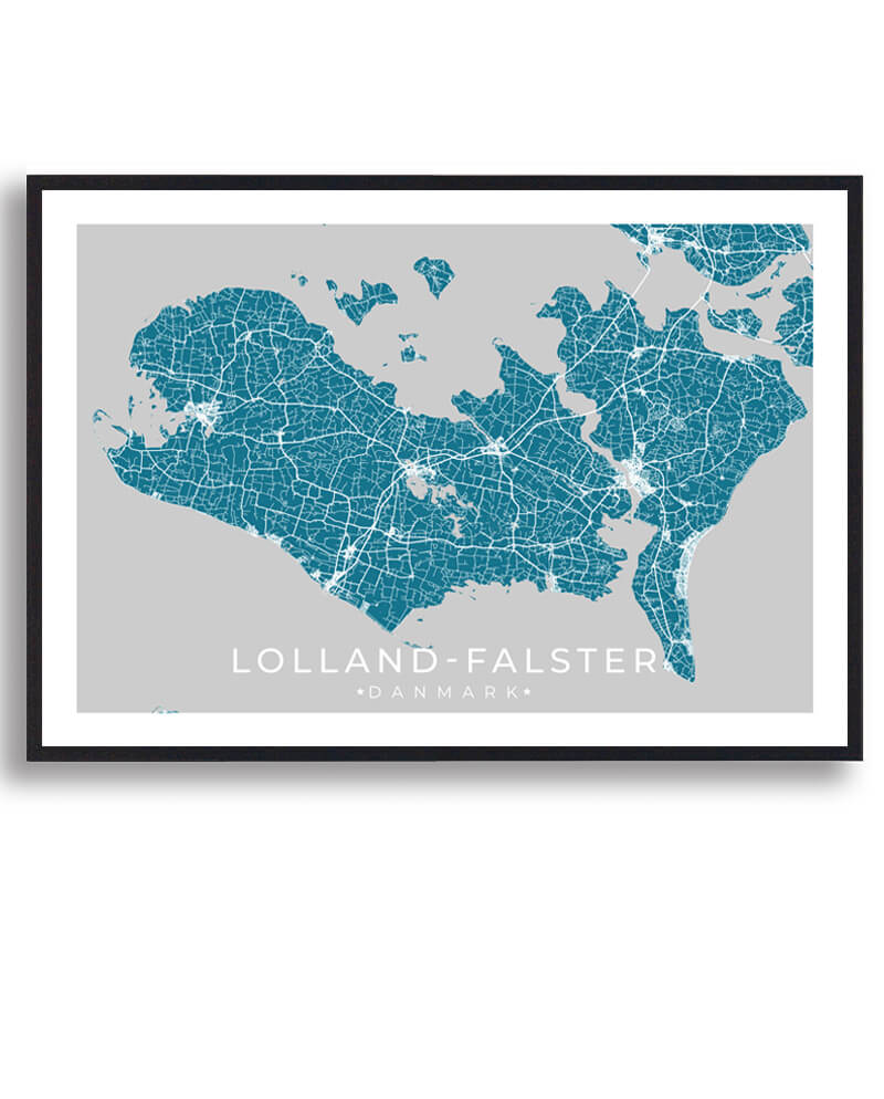 Lolland-Falster Plakat - Blå Kunstværk til Væggen