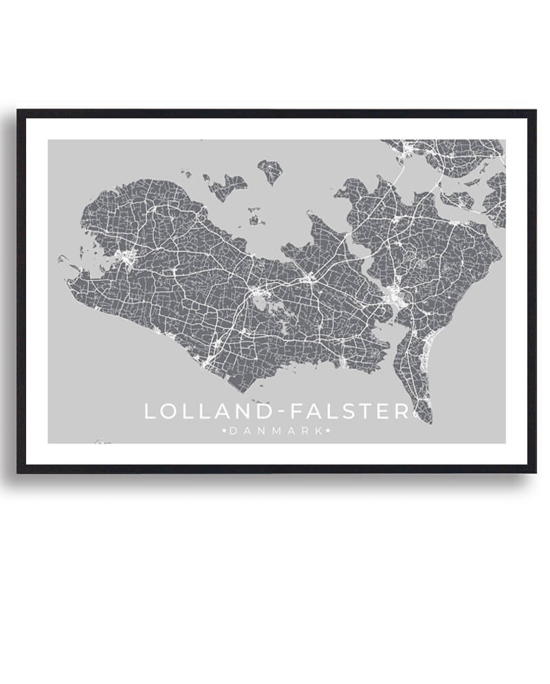 Lolland-Falster Plakat - Grå Kunstværk til Væggen