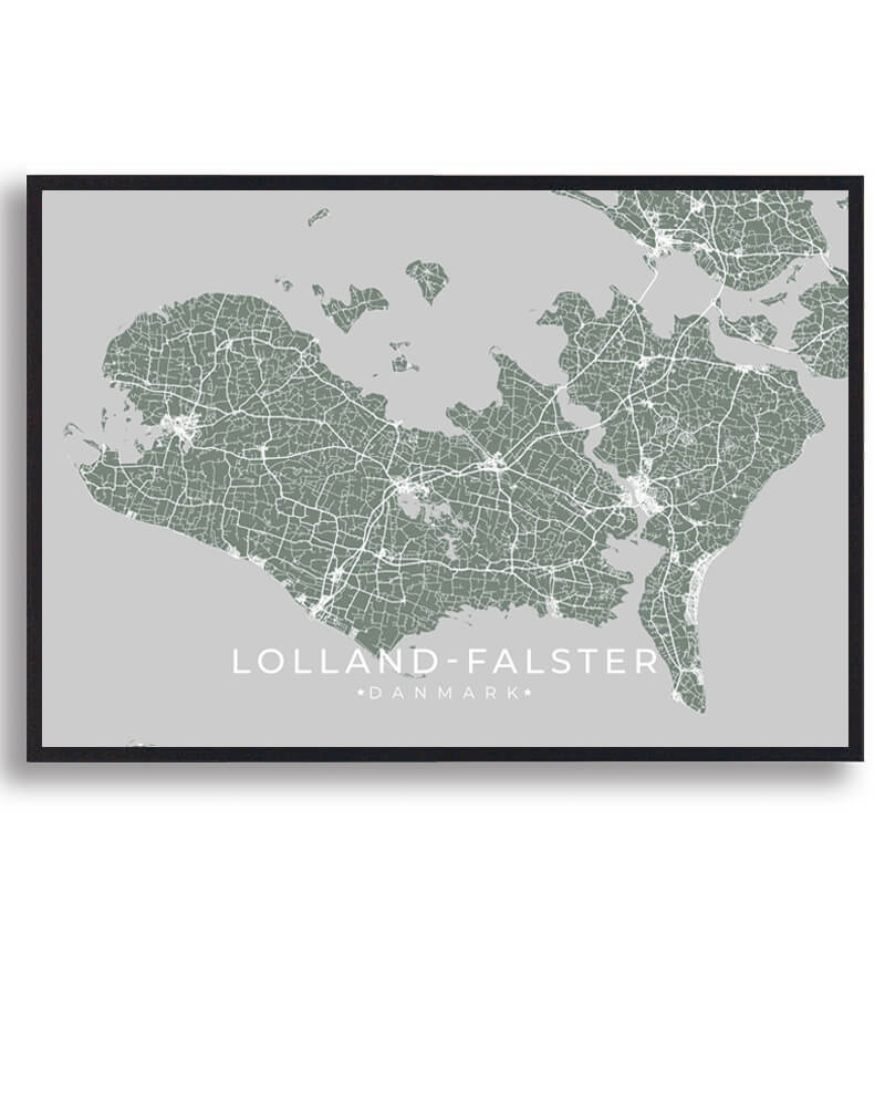 Lolland-Falster Plakat - Grøn Kunstværk til Væggen