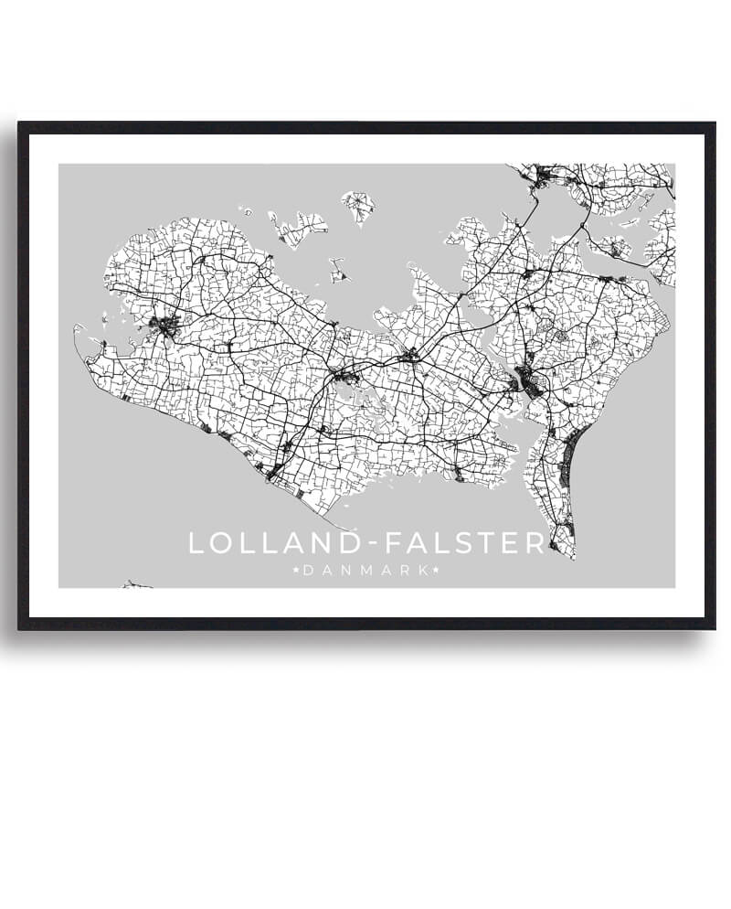 Lolland-Falster Plakat - Hvid Kunstværk til Væggen