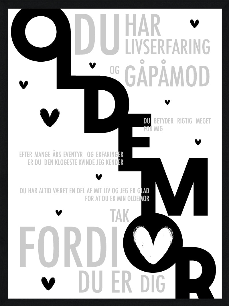 Oldemor Plakat - En personlig gave til verdens bedste oldemor