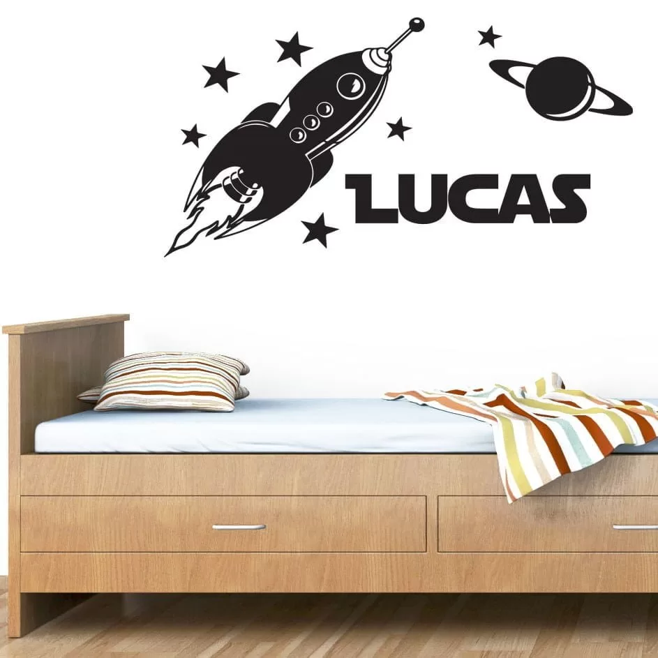 Personlig Raket Vægklistermærke til Børneværelset
