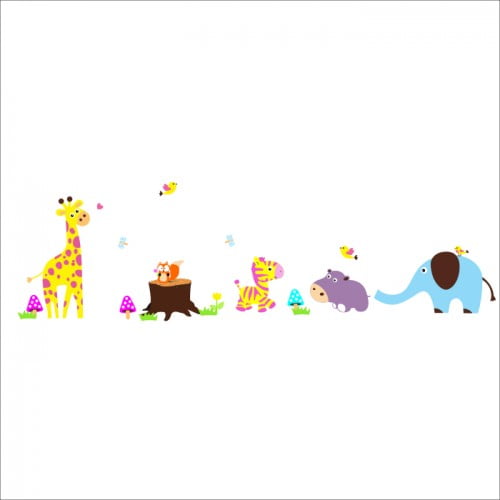 Søde Dyrebørn Wallstickers til Børneværelset - Farverig Dekor!