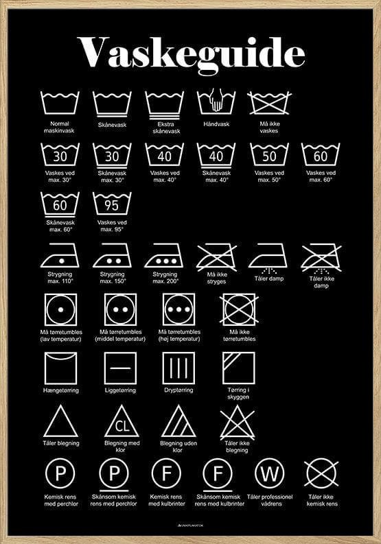 Sort Vaskeguide Plakat med Symboler - Must-Have til Hjemmet