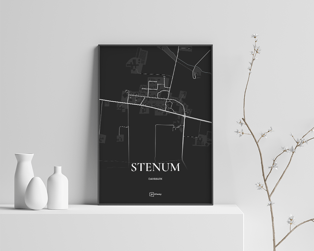 Stenum Bykort Plakat - Minimalistisk Design A4