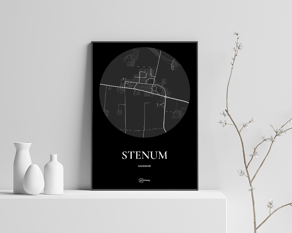 Stenum Bykort Plakat - Elegant Sort Design 21x30 cm