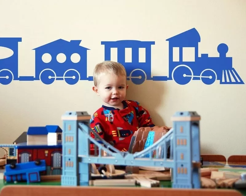 Farverigt Tog Vægklistermærke til Børneværelset - Fantasi!