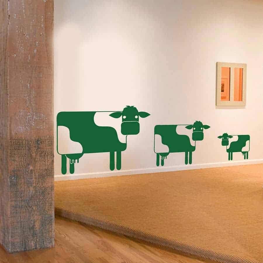 Tre Muuh Køer Vægklistermærker til Børneværelset - Udsalg!