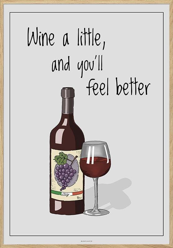 Vinplakat - Wine A Little til vinelskere fra Unikplakat.dk