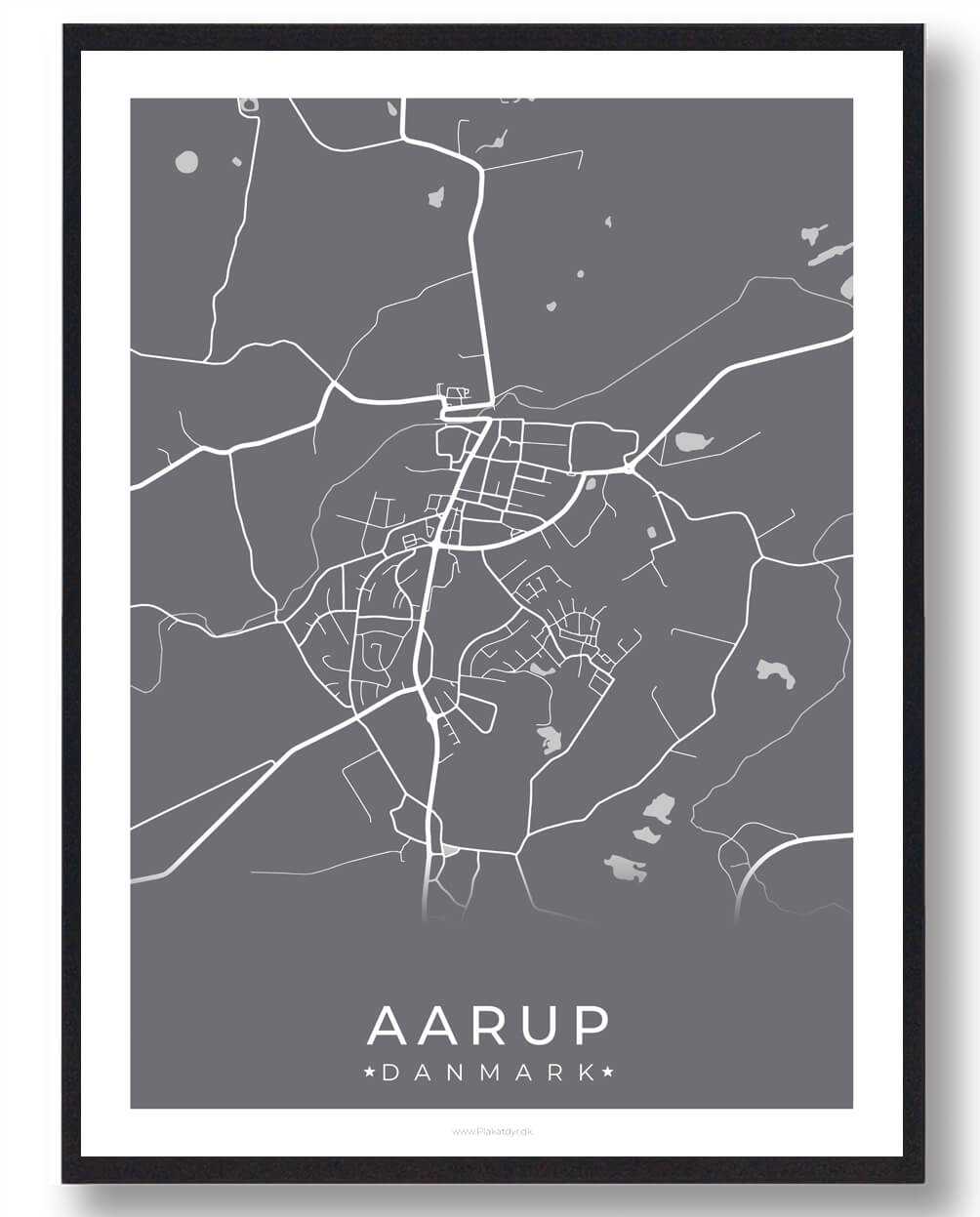Aarup By Plakat - Grå til Gaveidéer