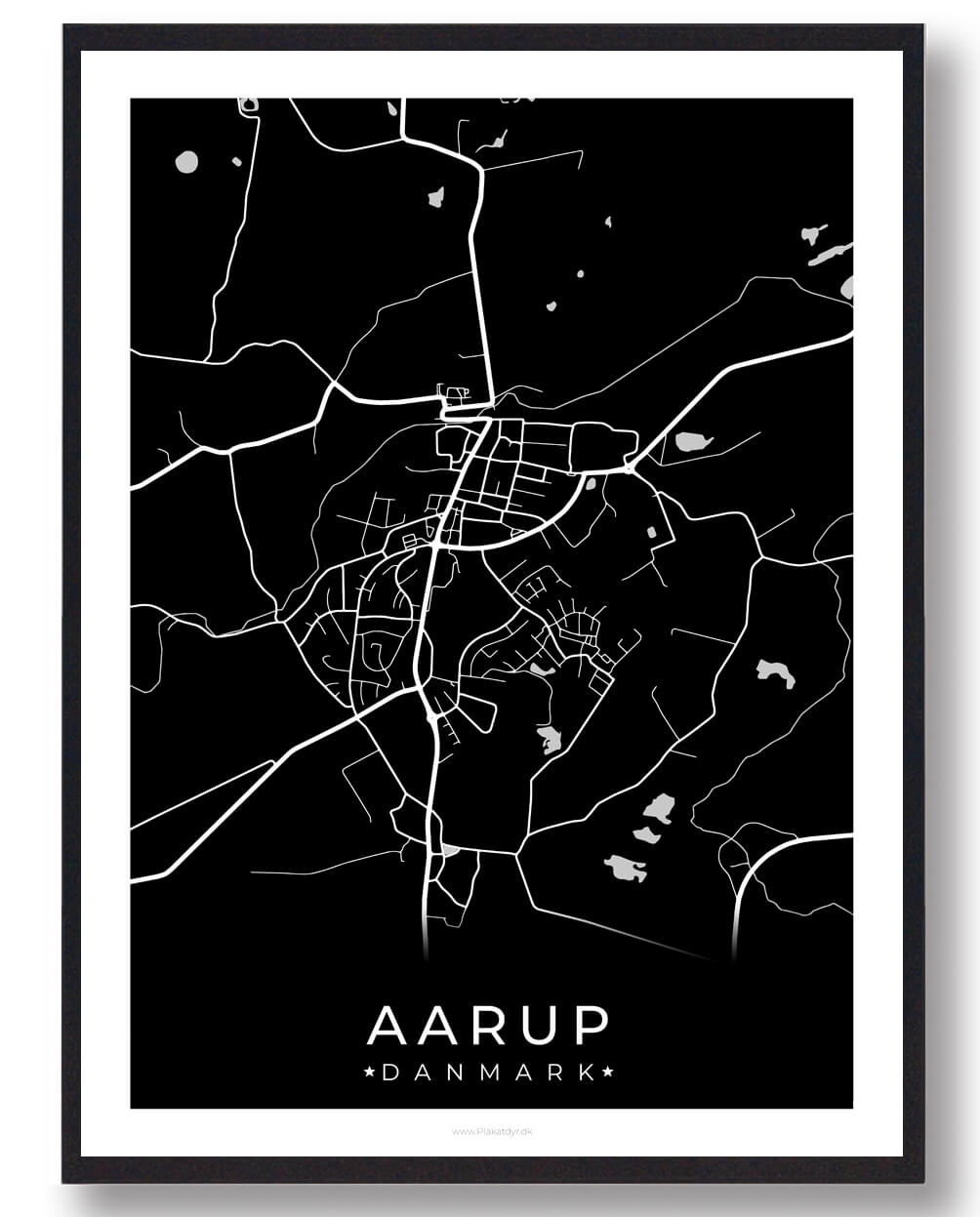 Aarup By Plakat - Sort til Gaveidéer