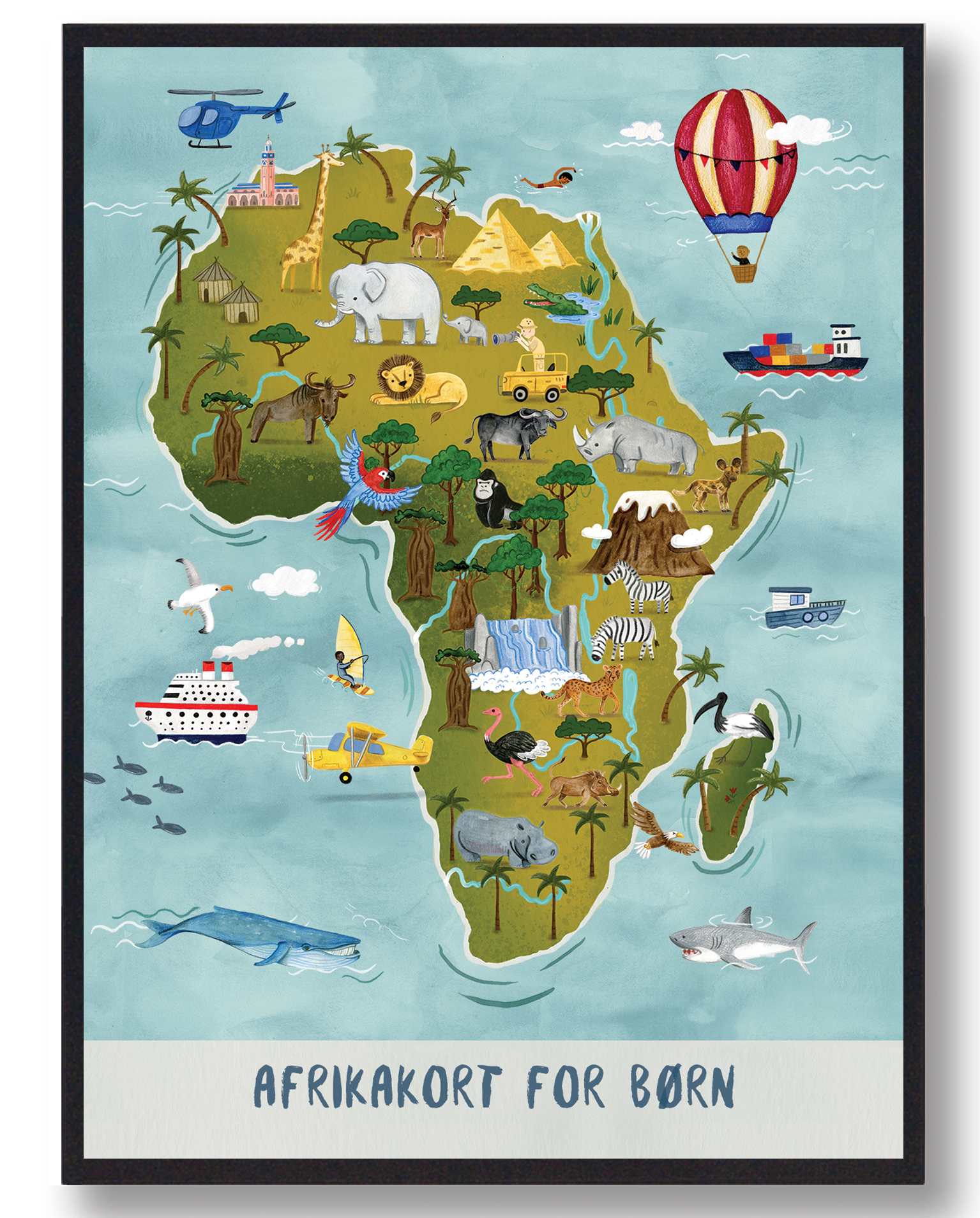 Håndtegnet Afrikakort Plakat til Børn - Unik Udsmykning