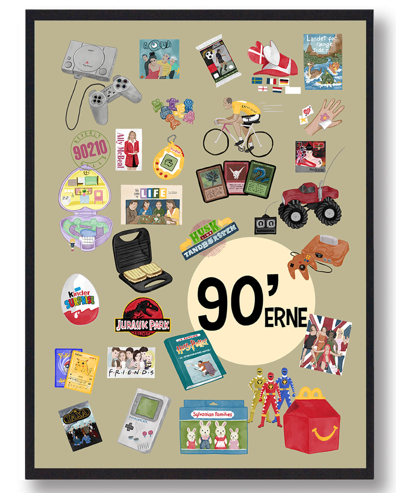 90'er Plakat - Grøngul Nostalgia fra Plakatdyr.dk