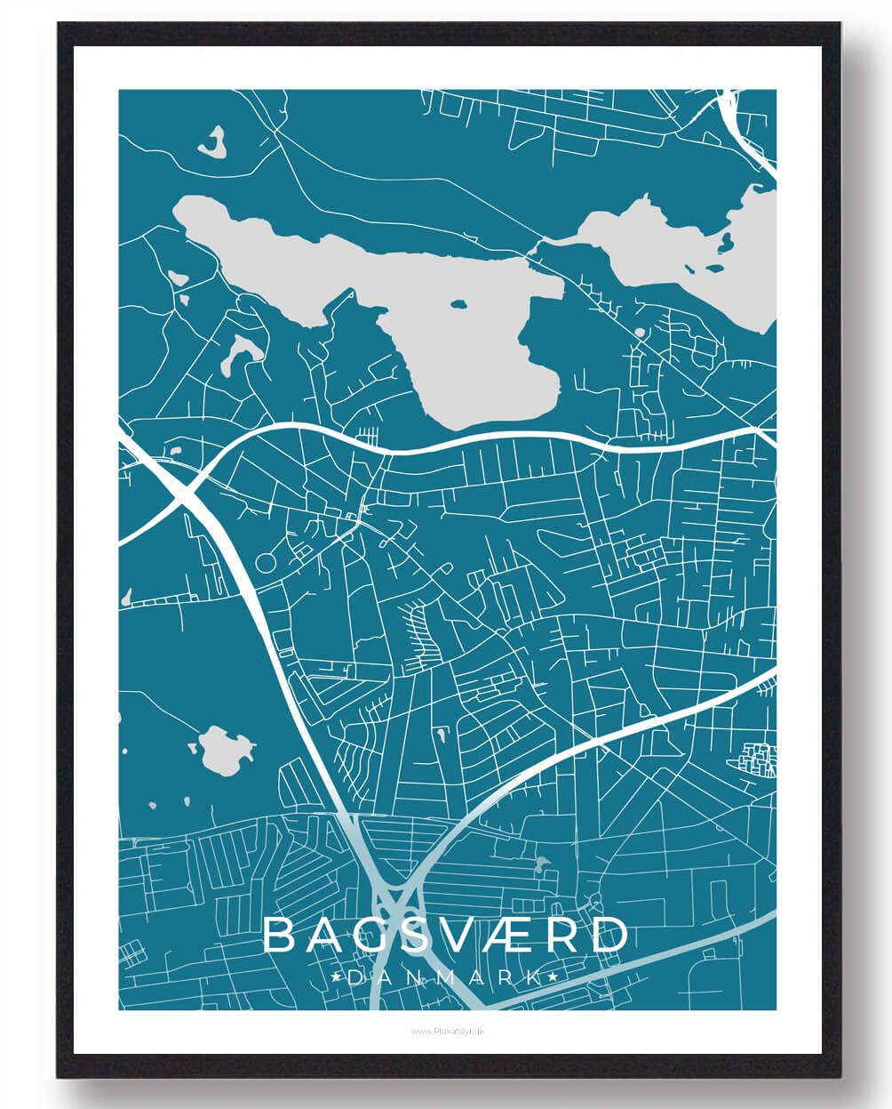 Bagsværd By Plakat - Blå til Dit Hjem