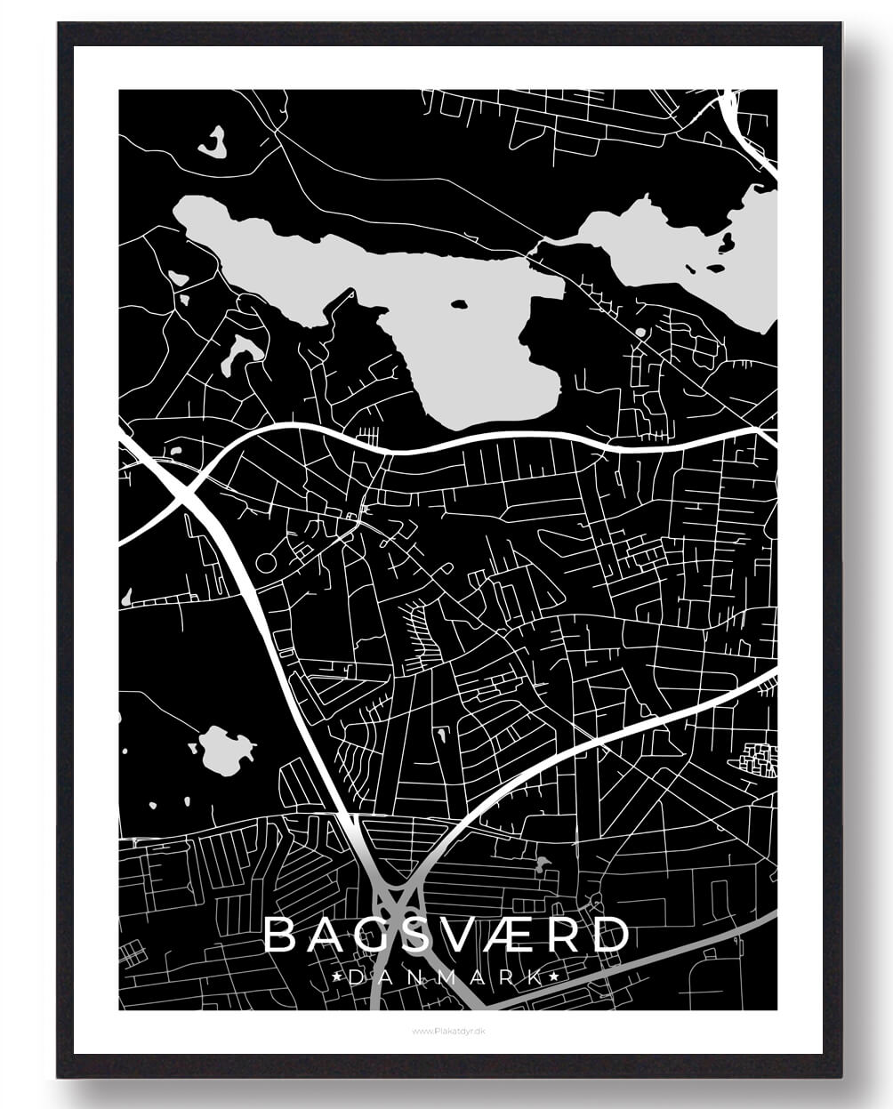 Bagsværd By Plakat - Sort til dit hjem