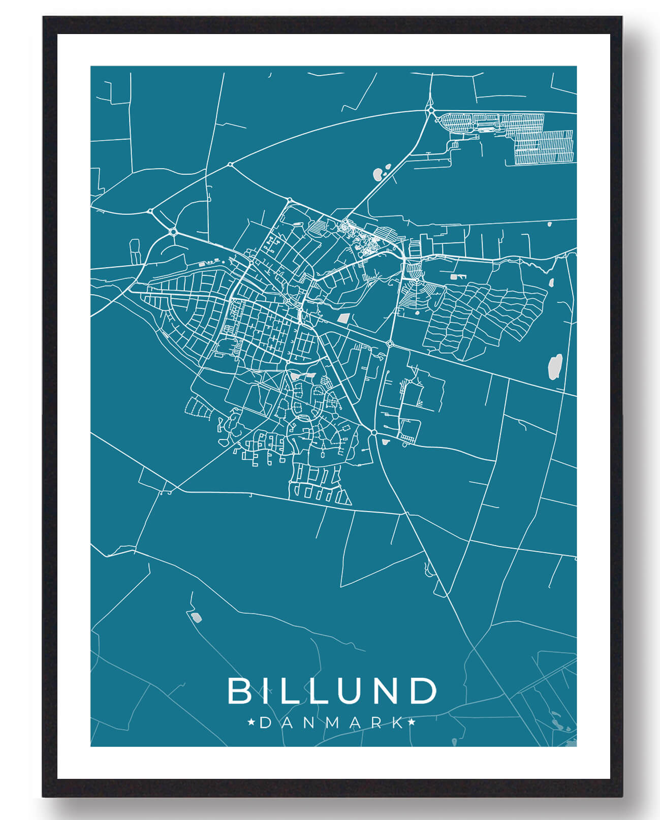 Billund By Plakat - Blå fra Plakatdyr.dk