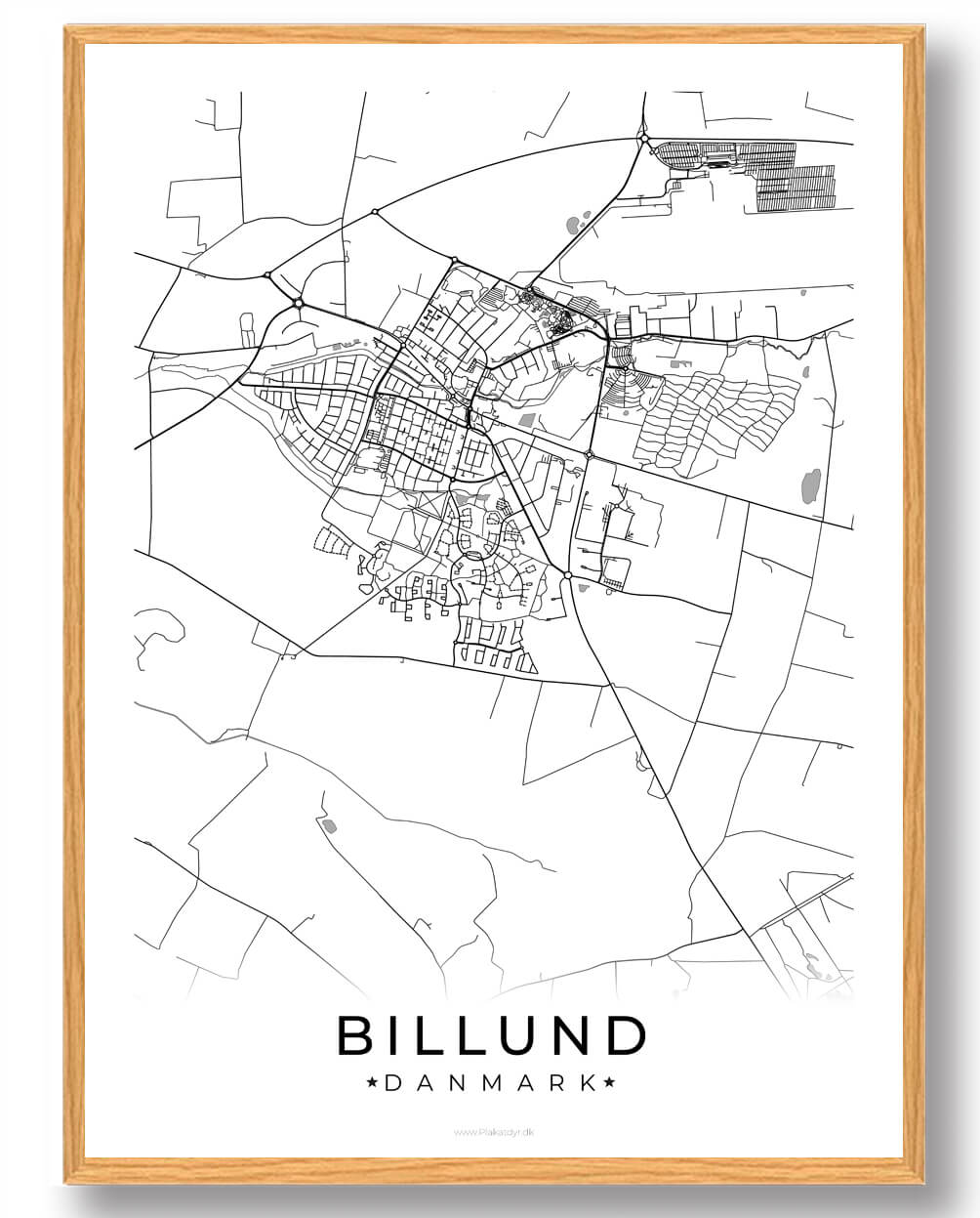 Billund By Plakat - Hvid Dekorativ Plakat til Væggen