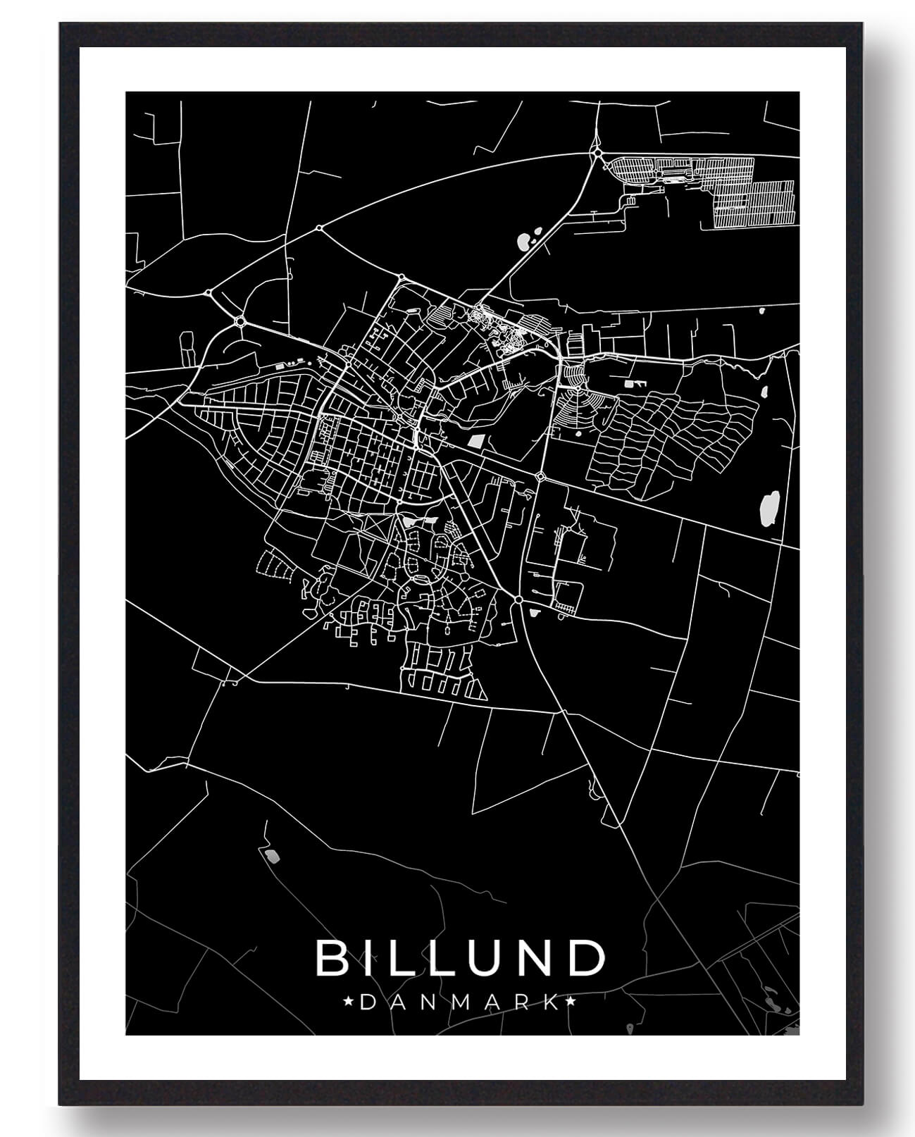 Billund By Plakat - Sort Design fra Plakatdyr.dk