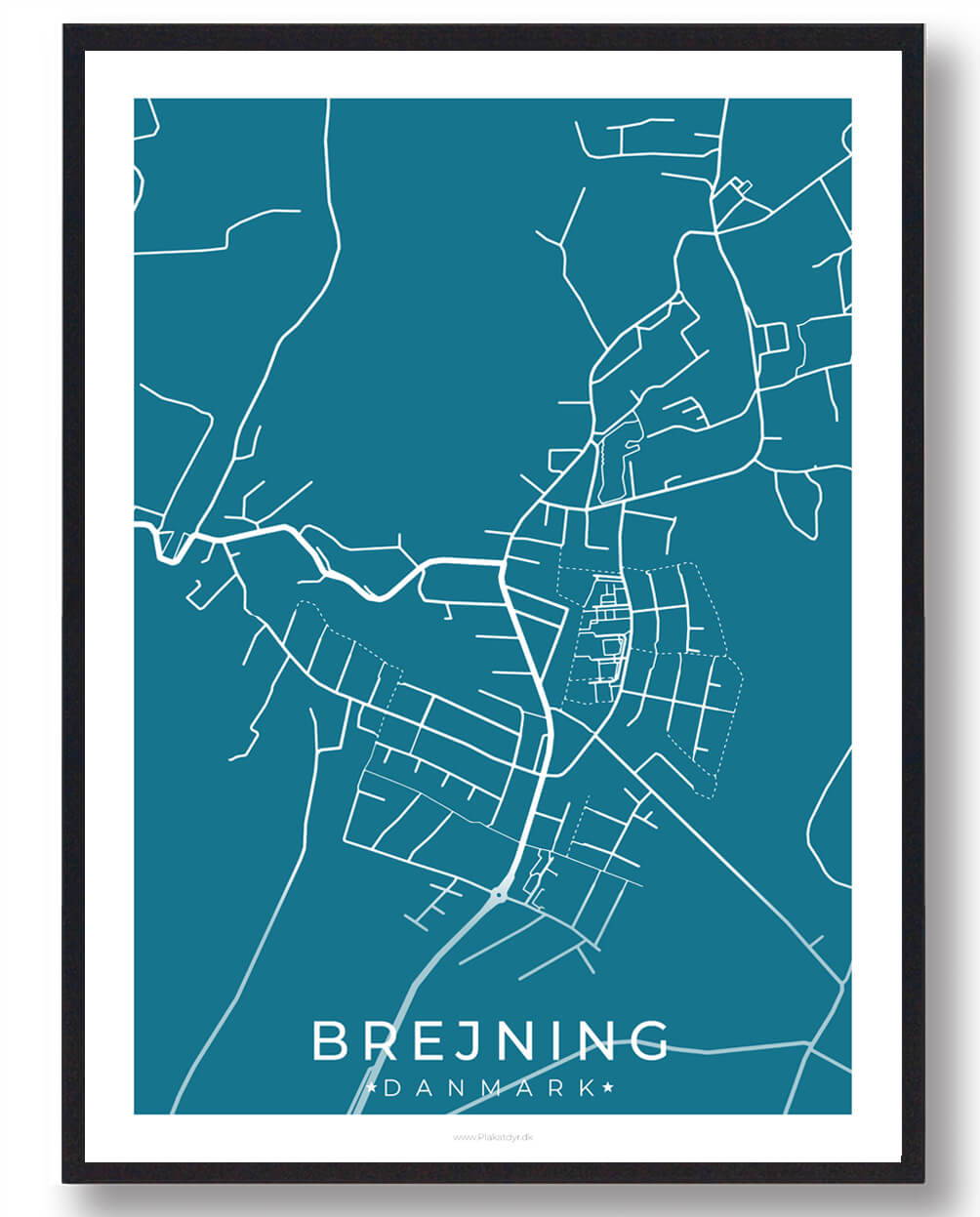 Brejning By Plakat - Blå fra Plakatdyr.dk