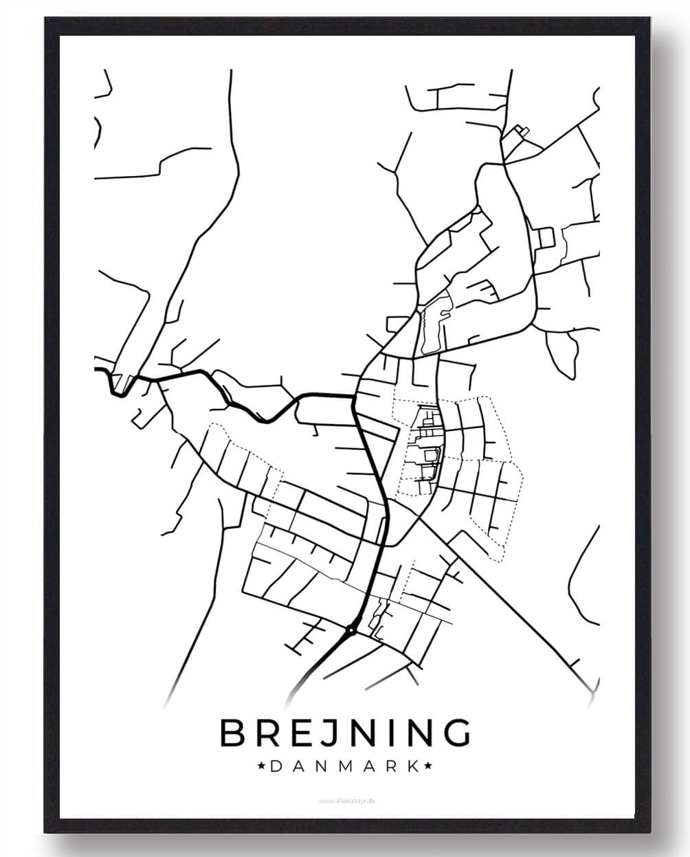 Brejning By Plakat - Hvid til Dit Hjem