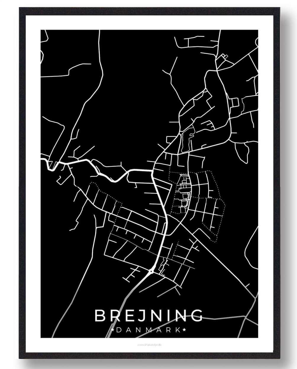 Brejning By Plakat - Sort fra Plakatdyr.dk
