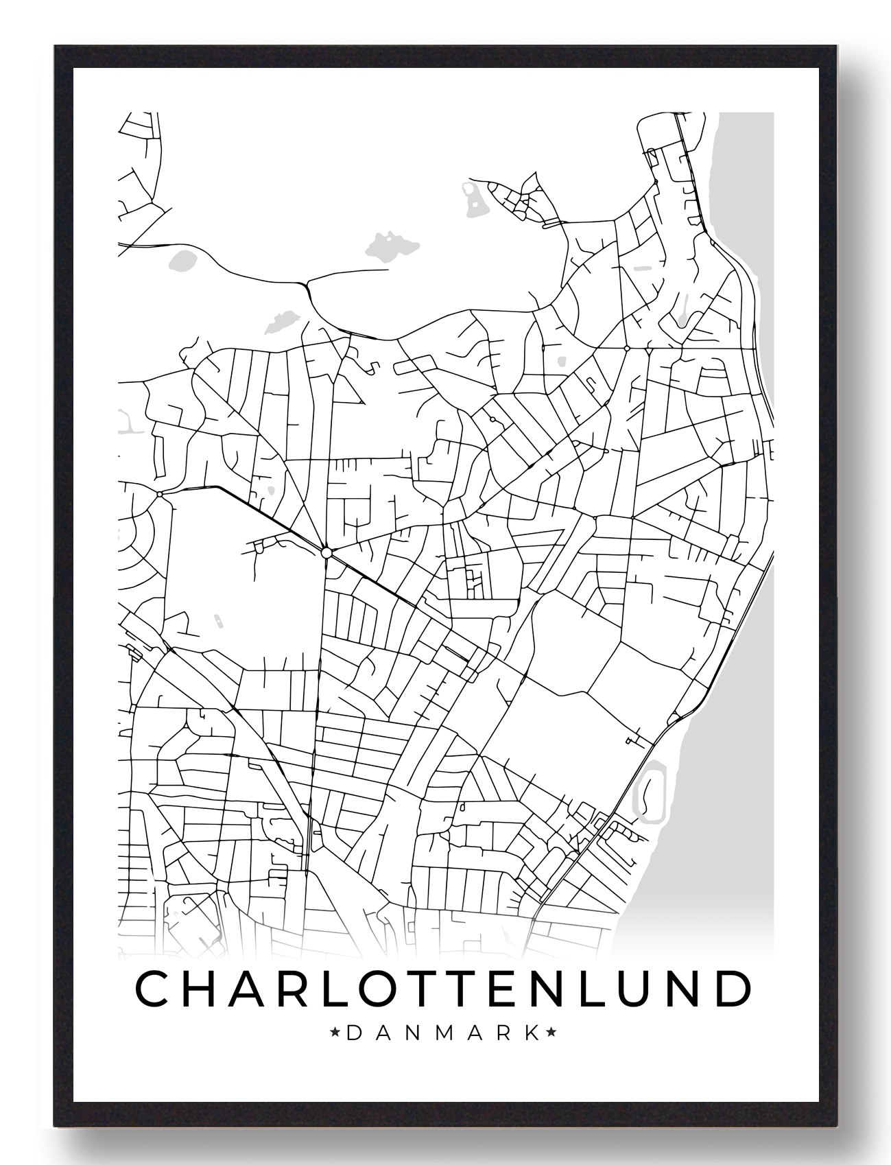 Charlottenlund Plakat i Hvid - Unik Kunstværk
