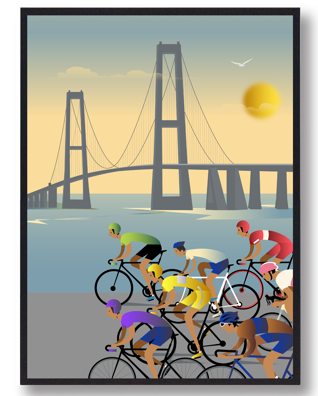 Cykelplakat med Storebæltsbroen – Sommerstemning!