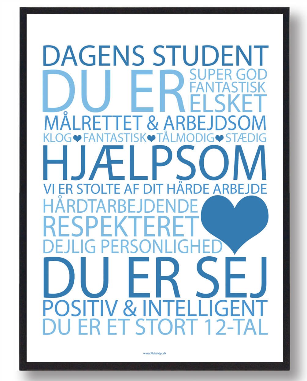 Dagens Student Plakat - Blå til Fejring af Nyuddannede