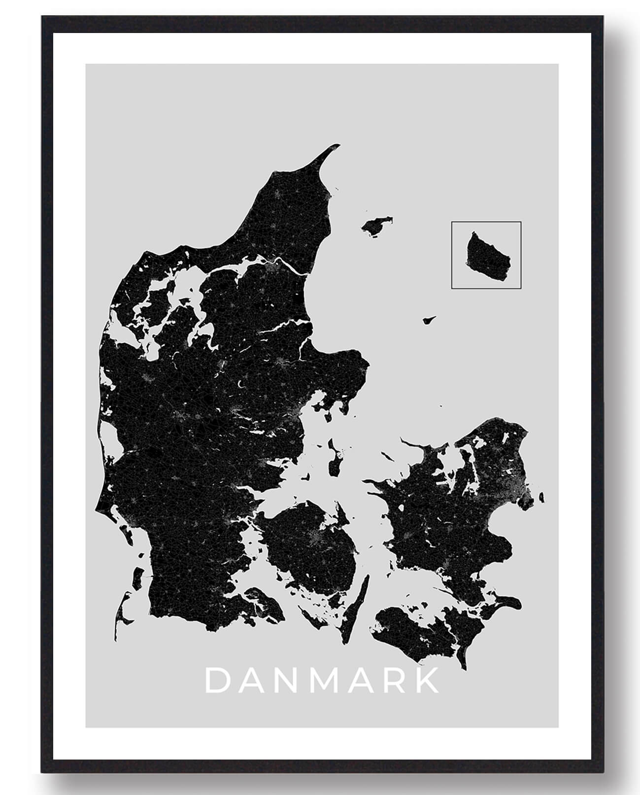 Minimalistisk Danmark Plakat - Sort Design til Dit Hjem