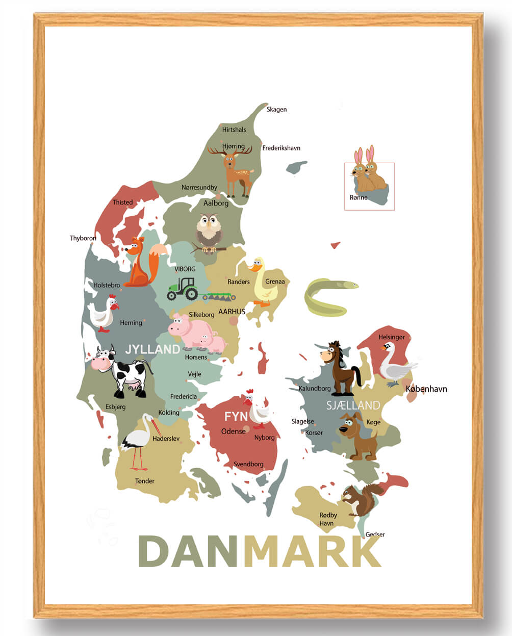 Danmarkskort Til Børn Plakat