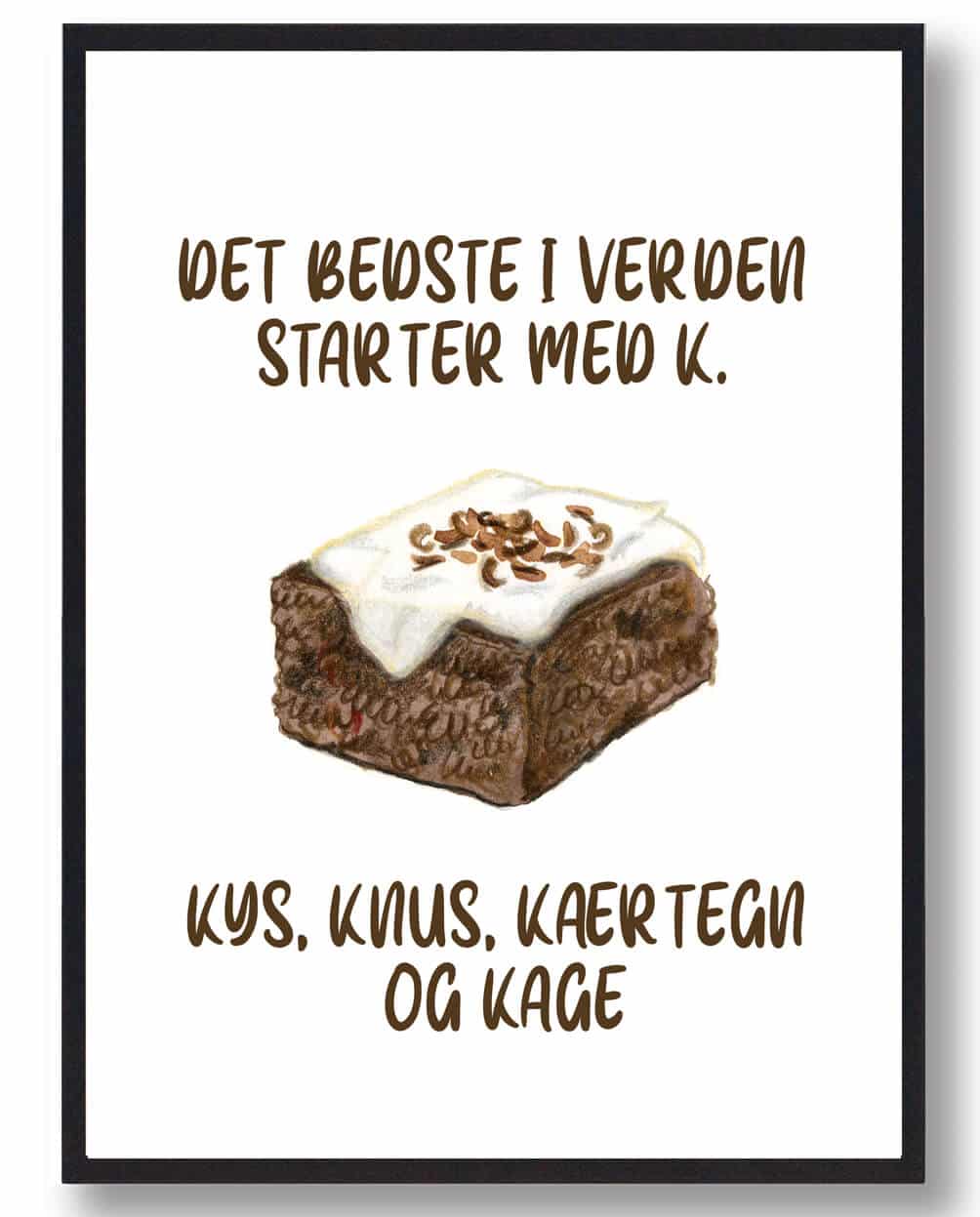 Det Bedste i Verden - Kageplakat Hvid til Køkkenet