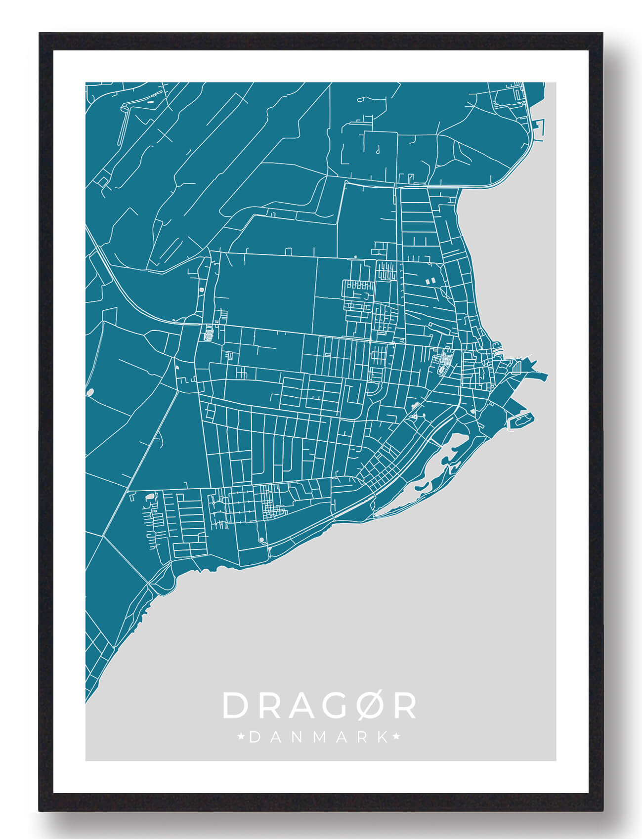 Dragør By Plakat - Blå til Fantastisk Pris!