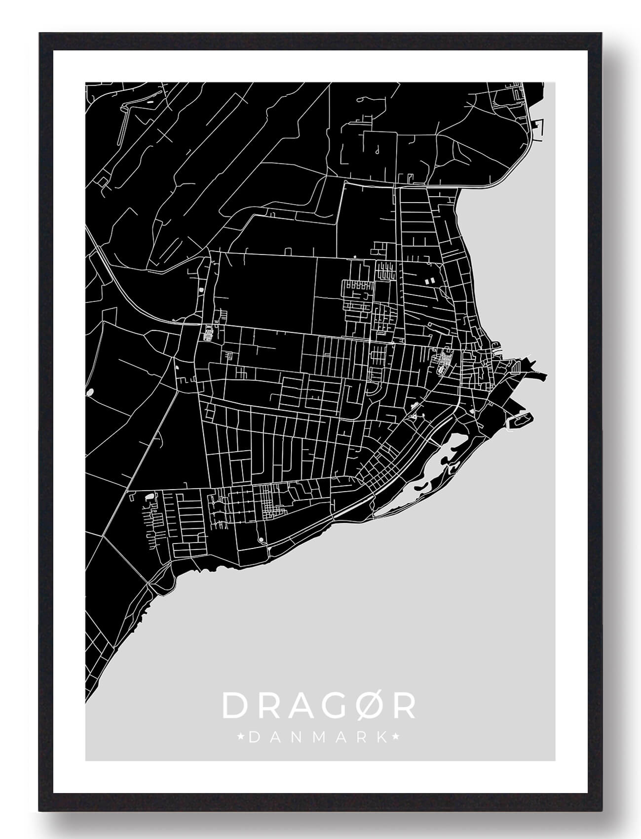 Dragør By Plakat - Sort Design til Dit Hjem