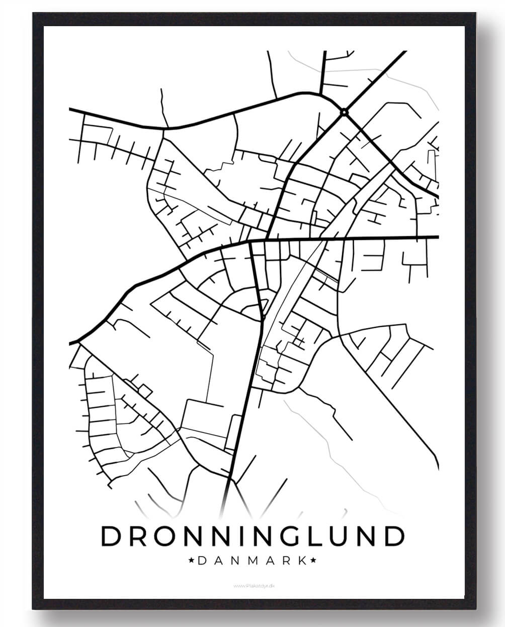 Dronninglund By Plakat - Hvid til Nordjylland