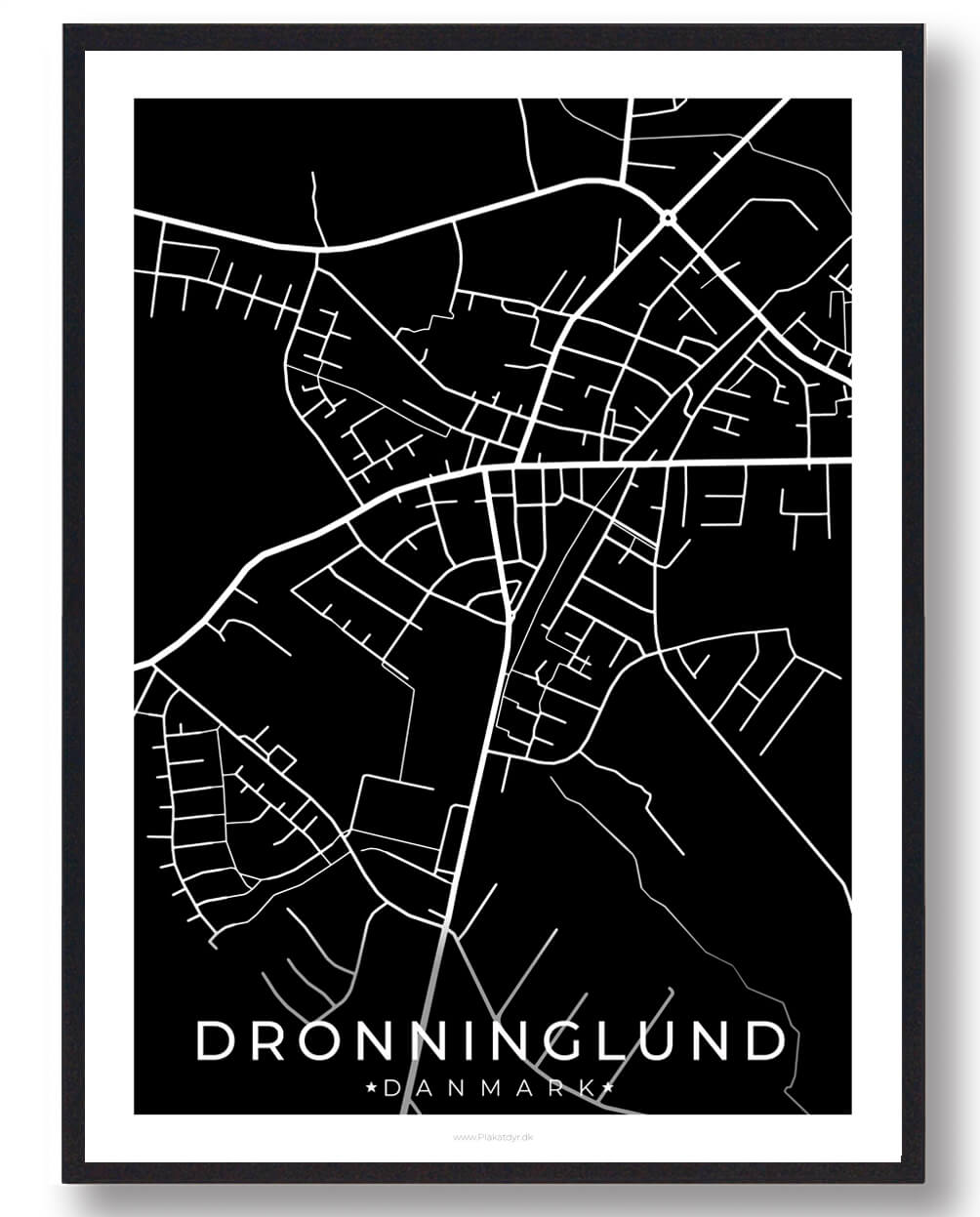 Dronninglund By Plakat - Sort til Nordjylland