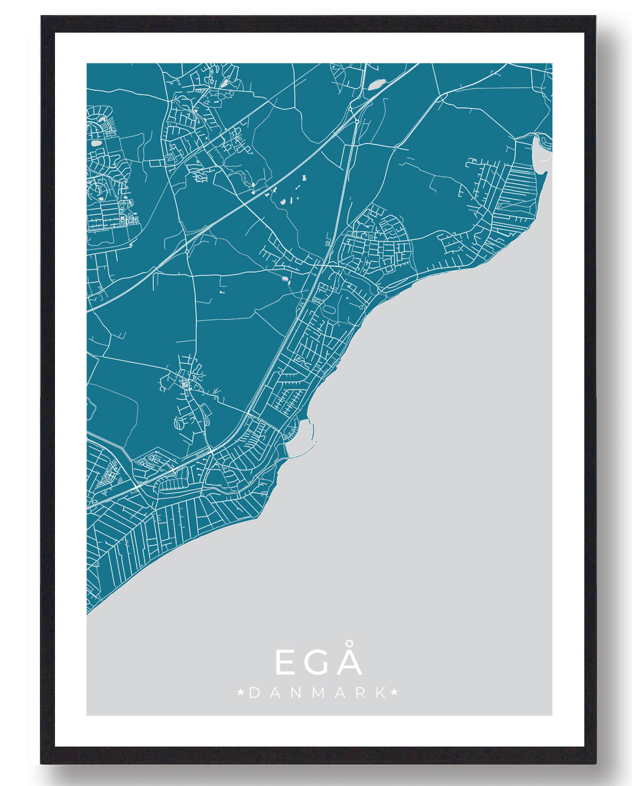 Egå By Plakat - Blå fra Plakatdyr.dk