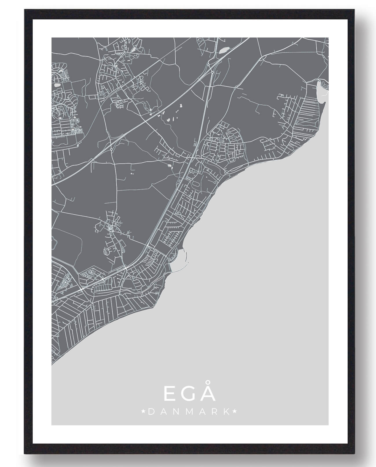 Egå By Plakat - Grå Design til Dit Hjem