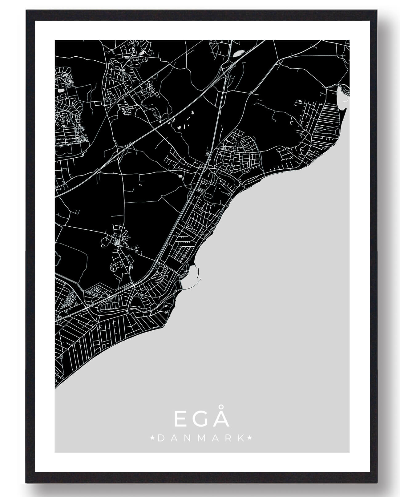 Egå By Plakat - Sort til Dit Hjem