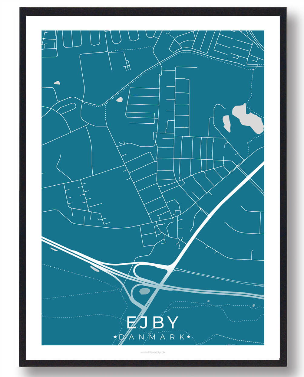 Ejby By Plakat - Blå fra Plakatdyr.dk