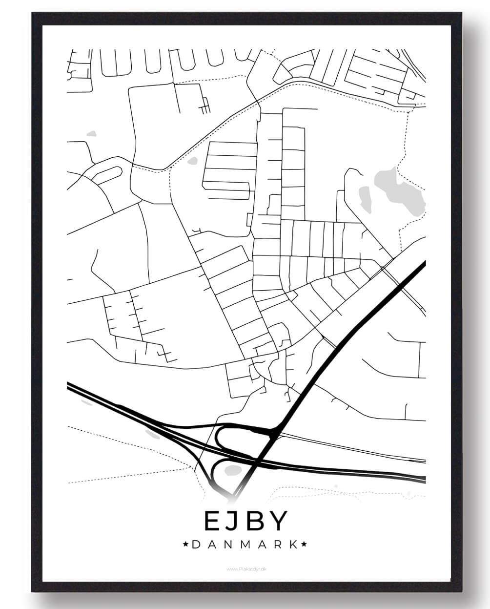 Ejby By Plakat - Hvid fra Plakatdyr.dk