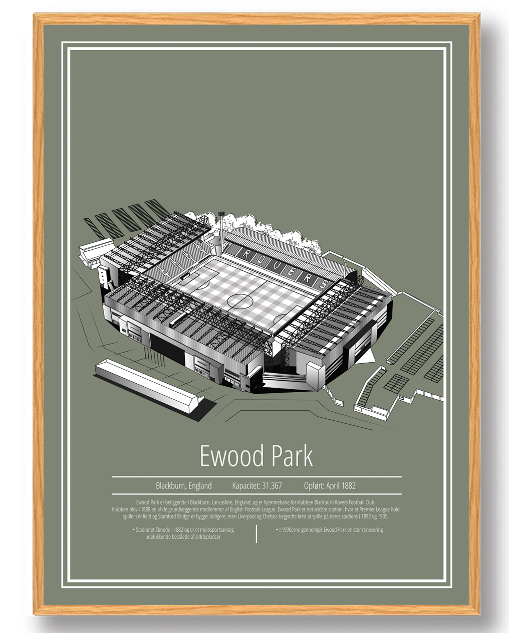 Ewood Park Plakat - Kunstværk af Blackburn Rovers Stadion
