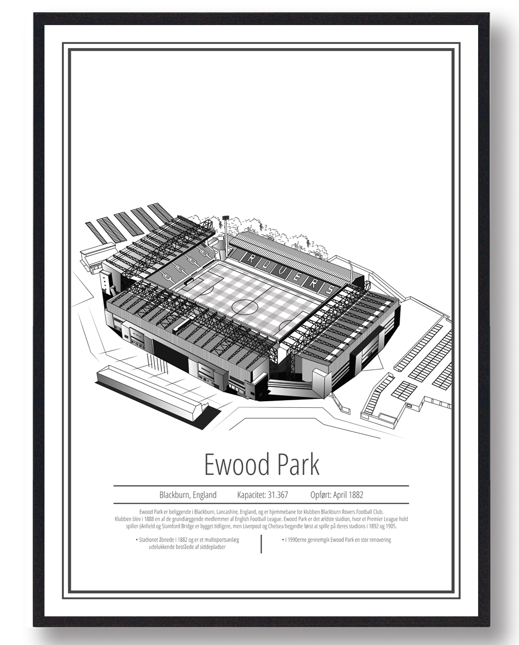 Ewood Park Stadion Plakat – Blackburn Rovers Fodboldkunst