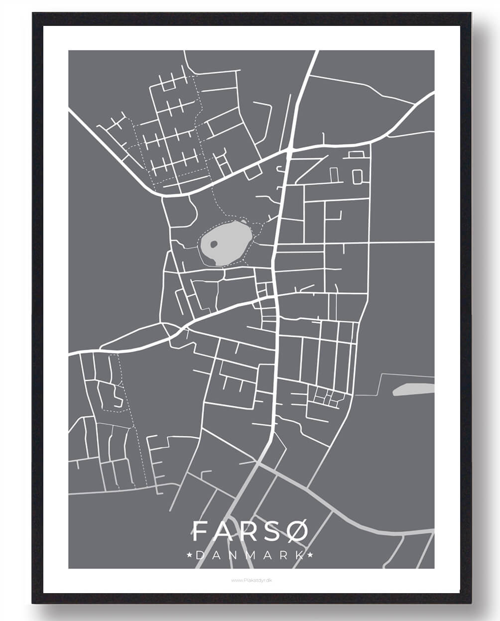Farsø By Plakat - Grå fra Plakatdyr.dk