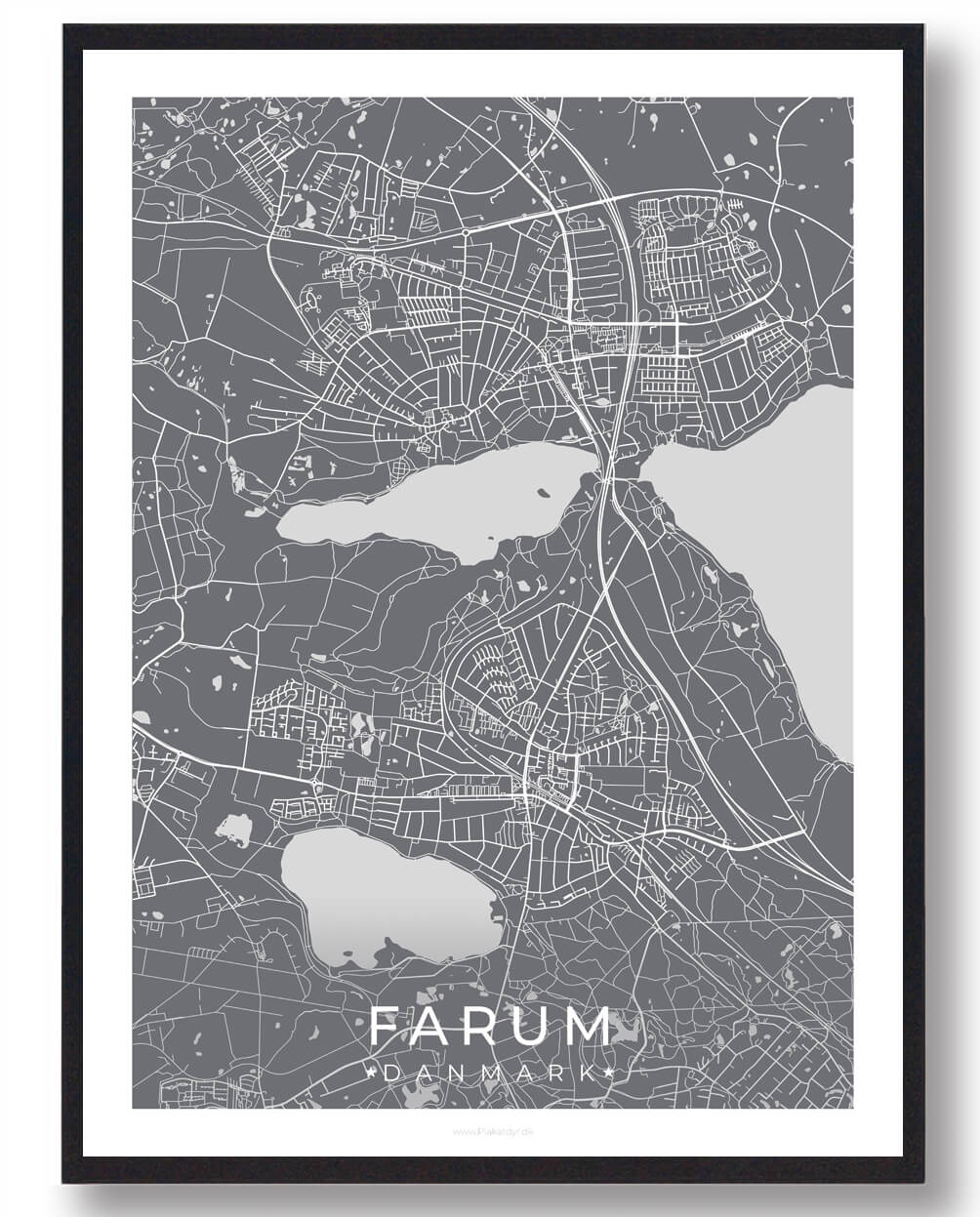 Farum By Plakat - Grå til Dit Hjem