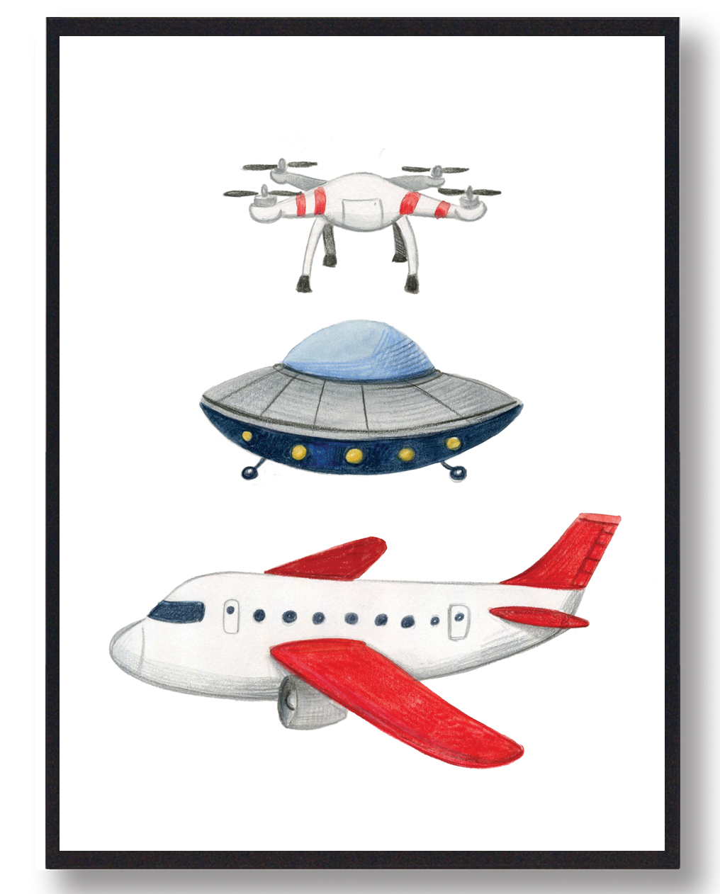 Unik Håndtegnet Fly Plakat til Børneværelset - Fantasi!