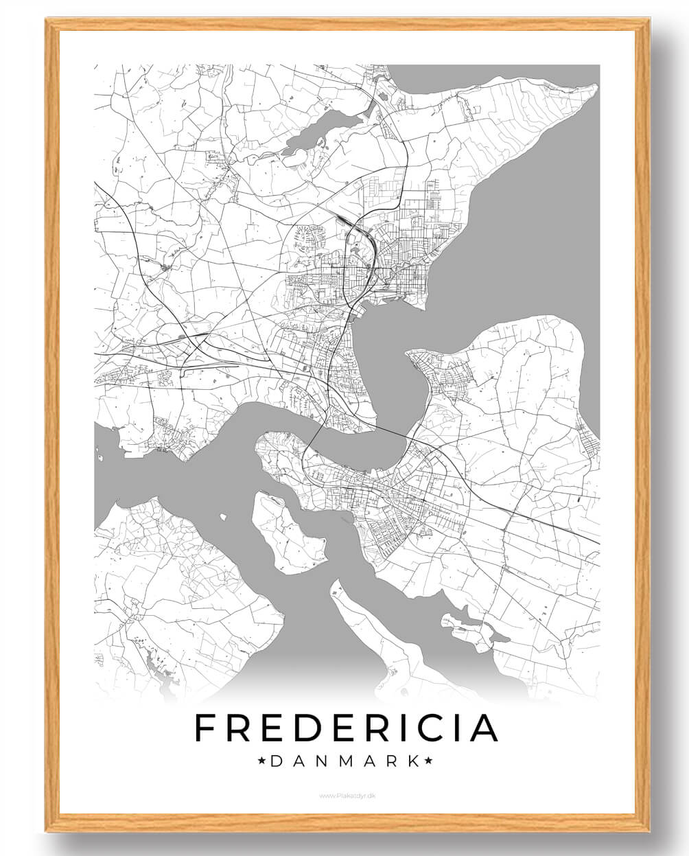 Fredericia By Plakat - Hvid fra Plakatdyr.dk