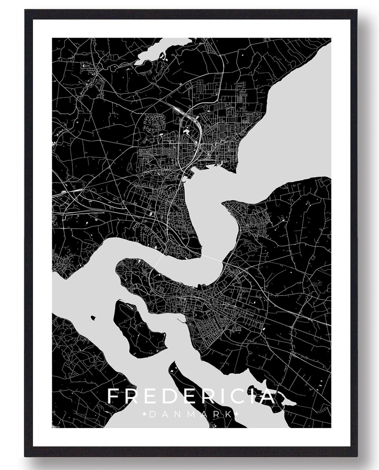 Fredericia By Plakat - Sort Design til Dit Hjem