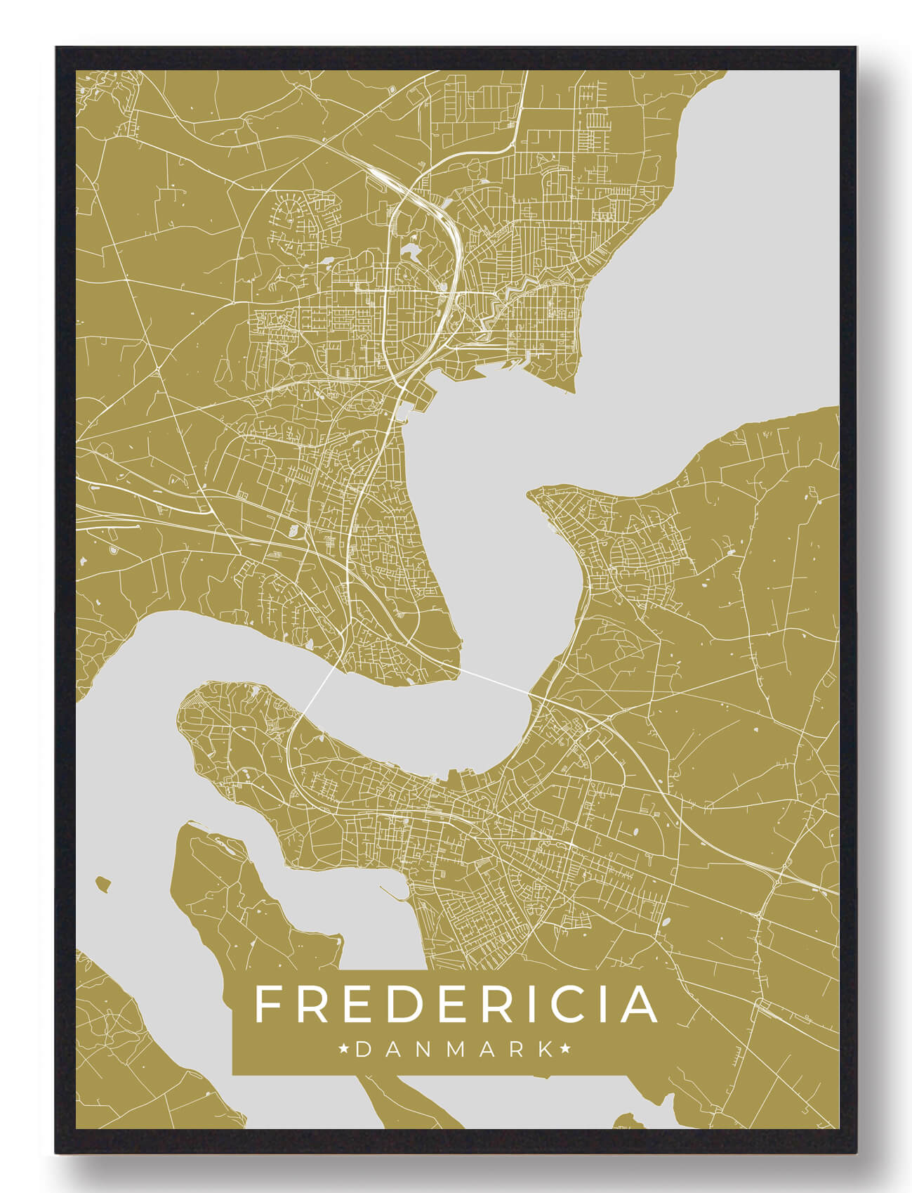 Fredericia Plakat - Gult Kunstværk til Dit Hjem